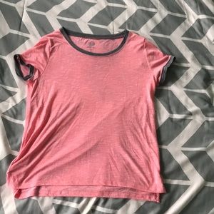 Plain pink and gray T-shirt.